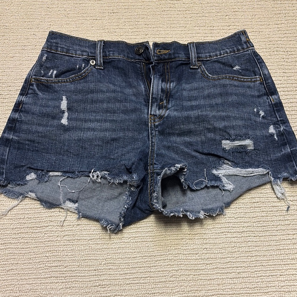Aerie Blue Distressed Jean Shorts